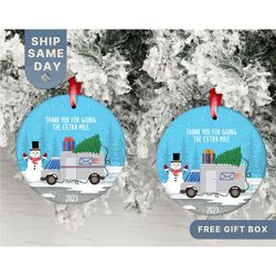 delivery truck driver christmas ornament, mail carrier ornament, personalized truck driver gift, post office worker, (or