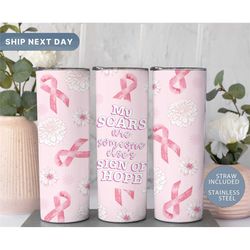 breast cancer awareness tumbler with straw, cancer survivor tumbler, daily affirmation tumbler, cancer survivor gift, (t