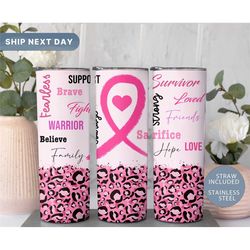breast cancer month tumbler with straw, custom cancer survivor 20oz tumbler, inspirational tumbler, cancer survivor gift