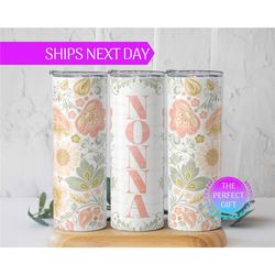 floral nonna tumbler for grandma, floral nonna travel cup for grandma, cute nonna tumbler gift for mother's day, gifts f