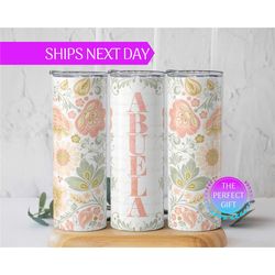 floral abuela tumbler for grandma, cute abuela tumbler for grandma, floral abuela gift for mothers day, new abuela annou