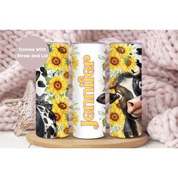 personalized highland cow tumbler, custom sunflower highland cow tumbler cup, cow gift for her, highland cow mug, cow tu