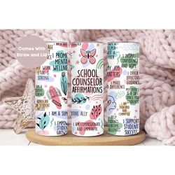 school counselor tumbler, school counselor daily affirmations tumbler cup, school counselor gift, teacher appreciation g