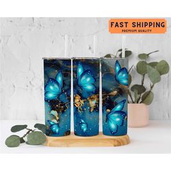 butterfly galaxy glitter tumbler, butterfly gifts, glitter butterfly tumbler cup with straw, butterfly tumbler gifts, bu