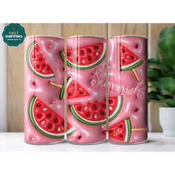 summer watermelon tumbler, summer tumbler gift for her, vacation tumbler, watermelon summer gifts, watermelon cup with s