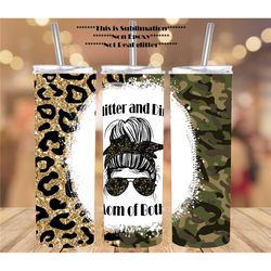 20 or 30oz skinny tumbler, leopard, camo, mom of both, sublimation, skinny, straight, lid with straw, double walled