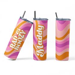 bad and boozy tumbler, custom retro bachelorette party, boozed and confused cups, groovy bachelorette tumblers, retro tu