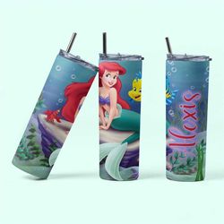 ariel personalized gift, custom disney princess birthday gift for girl, little mermaid tumbler, ariel cup w name, little