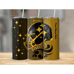 steelers tumbler 20oz tumbler with straw football tumbler cup football team cup football mom gift travel cup ai-generate