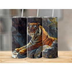 Majestic Tiger Tumbler, Insulated Travel Mug, Wildlife Animal Print, Stainless Steel Coffee Cup, Gift for Nature Lovers,