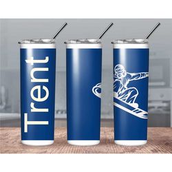 personalized snowboarding tumbler// blue snowboarding coffee mug// snowboarding cup// custom snowboard gift// snowboardi