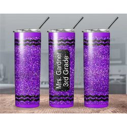 personalized teacher crayon tumbler// teacher tumbler gift// crayon tumbler// personalized crayon tumbler// glitter teac