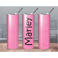 personalized donut sprinkle tumbler// pink sprinkle tumbler// teen water bottle//custom tumblers and water bottles//donu