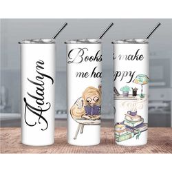 personalized book lover tumbler// book lover tumbler// librarian tumbler// tumbler gift ideas for her// librarian coffee
