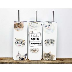 I Like Cats and Maybe 3 People Tumbler | 20Oz Insulated Tumbler for Hot and Cold Beverages | Perfect Gift for Cat Lovers