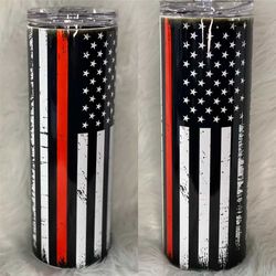 Firefighter American Flag tumbler sublimation gift