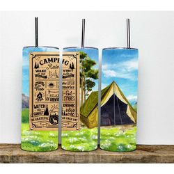 happy camper/camping rules/camper/sublimated tumbler/coffee tumbler/custom tumbler