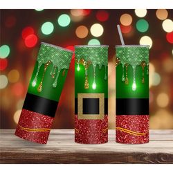 Elf Glitter Rhinestone Drip Christmas Tumbler,Glam Luxe Bling Xmas Travel Coffee Mug,Gift For Her,Holiday Gift,Skinny Tu