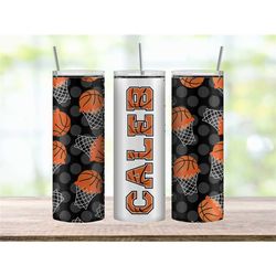 custom basketball tumbler, personalized name 20 oz tumbler, personalized gifts for him, basketball tumbler cup, basketba