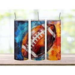 watercolor football tumbler cup, football gifts for men, american football tumbler, sports gift for him, sports tumbler