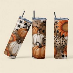 halloween pumpkin tumbler, fall skinny tumbler with straw, fall tumbler gift for women, pumpkin travel mug, autumn thank