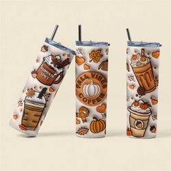 pumpkin coffee cup, fall season gift, pumpkin season design, ice coffee drink, skinny tumbler, personalized gift, pumpki
