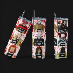 20oz scary movie themed sublimation tumbler, horror movie tumbler, gift tumbler, scary tumbler, it movie tumbler, trendi