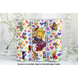 rainbow brite inspired valentine's day tumbler - personalized names on book