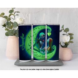 true love never dies nightmare before christmas inspired personalized tumbler - custom drinkware for disney fans