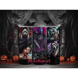 scream franchise inspired tumbler - personalized ghostface design - spooktacular gift!