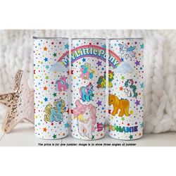 retro my little pony tumbler from 1980's | sparkling starry background | vintage collector's cup