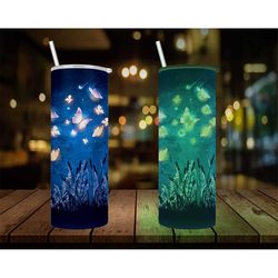 butterfly glow in the dark tumbler, glow in the dark tumbler, camping tumbler, cottage tumbler, 20oz tumbler, skinny tum