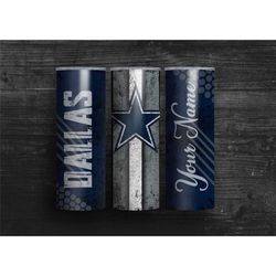 personalizable football tumbler, cowboys tumbler, dallas tumbler, dallas cowboys tumbler, pro football tumbler, 20 fl oz