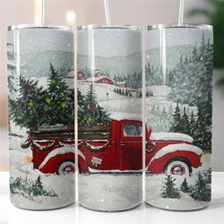 red christmas truck tumbler sublimation transfer  ready to press   christmas tumbler designs  heat transfer