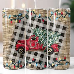 christmas red truck tumbler sublimation transfer  ready to press   holiday tumbler designs