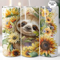 sloth sunflower tumbler sloth cups sunflower cup with straw flower tumbler sunflower gift