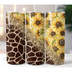 sunflower tumbler   sunflower cup with lid and straw  sunflower gifts