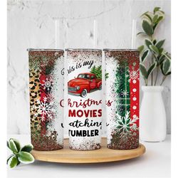 christmas movies truck tumbler, christmas tumbler, christmas gift, gift for her, 20oz tumbler