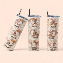 adorable kawaii cow - unique 20 oz stainless steel tumbler with handcrafted cow design | cow lovers' treasure