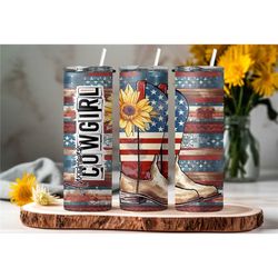 american cowgirl tumbler-country girl tumbler- sunflower tumbler- america tumbler- gifts for her- christmas gift- cute t