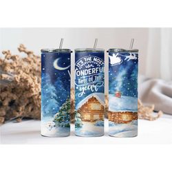 most wonderful time of the year- christmas tumbler- cute christmas car tumbler-snow tumbler- christmas gift tumbler- gif