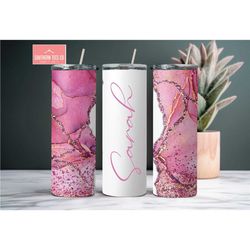 pink geode tumbler,personalized tumbler,gift for her,bridesmaid tumbler,gifts for mom,best friend gift,20oz tumbler with