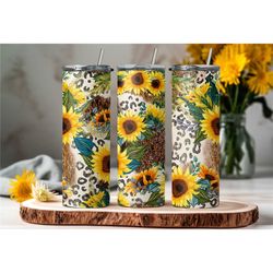 sunflower tumbler-cute tumbler for women- cow hide tumbler- cute cow tumbler- cow pattern cup- gifts for her- gifts for