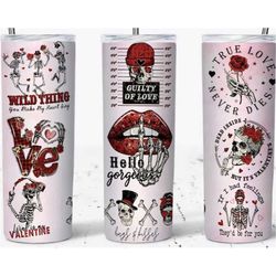 skeleton valentines day tumbler, spooky valentines day, valentines day tumbler, tumbler, gifts, gifts for her