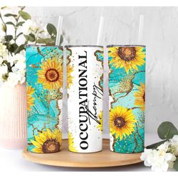 teal sunflower occupational therapy tumbler gift, nurse gift, nurse graduation, nursing gift, graduation gift, nurse tum