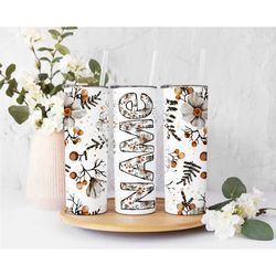 personalized tumbler, add your name tumbler, modern floral tumbler with straw, nana gift, gigi cup, christmas present gi