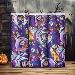 coraline horror movie characters halloween 20oz tumbler double wall insulated travel mug cup gift for her co worker