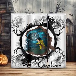 coraline horror movie characters halloween 20oz tumbler double wall insulated travel mug cup gift for her co worker