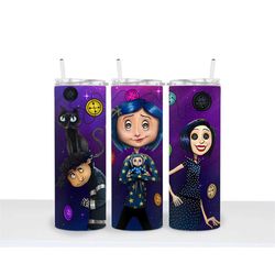 coraline horror movie characters halloween 20oz tumbler double wall insulated travel mug cup gift for her co worker