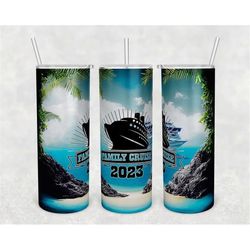 custom family cruise summer beach ocean 20 oz skinny tumbler with straw, stainless cup, travel mug, custom tumbler, gift